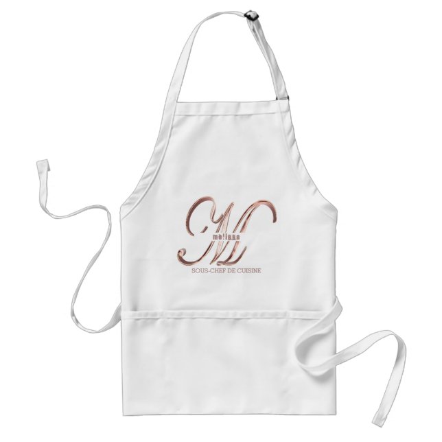 Rose Gold Monogram M with Name and Your Text Standard Apron (Front)