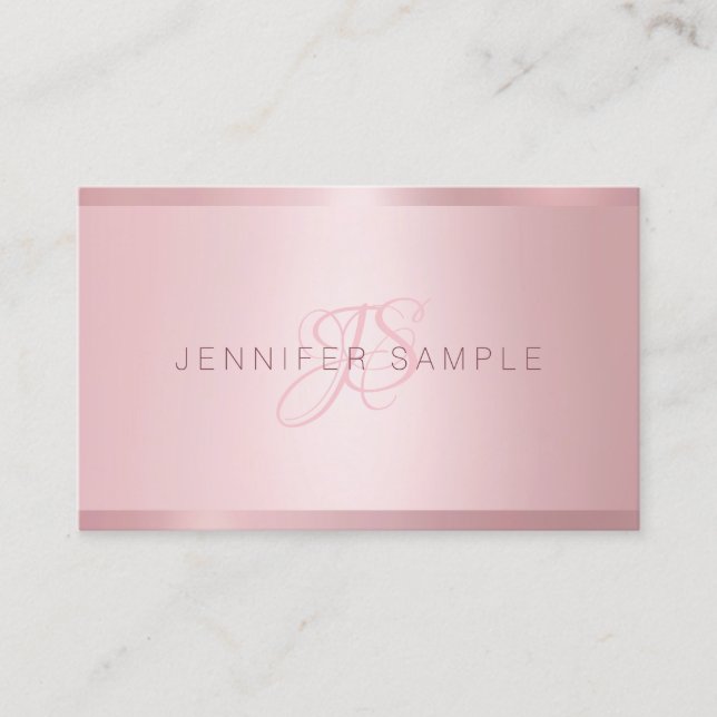 Rose Gold Monogram Modern Simple Template Business Card (Front)