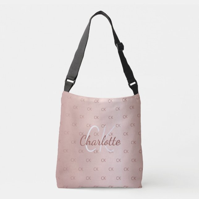 Rose gold monogram name elegant  crossbody bag (Front)