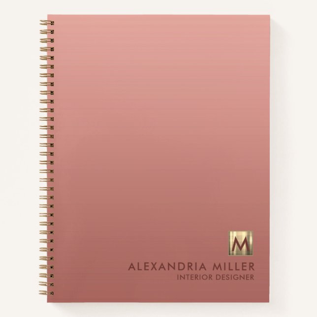 Rose Gold Monogram Notebook Personalised (Front)