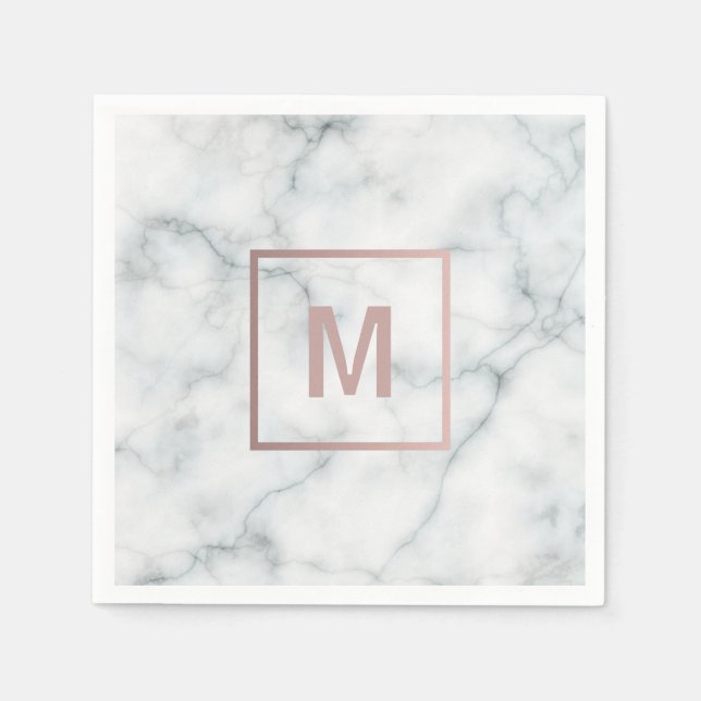 rose gold monogram on marble napkin (Front)