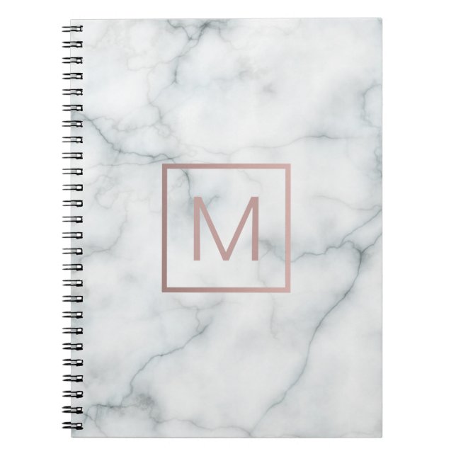 rose gold monogram on stone notebook (Front)