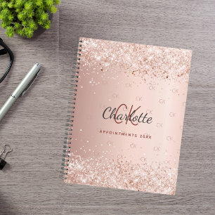 Rose gold monogram pink script 2025 planner