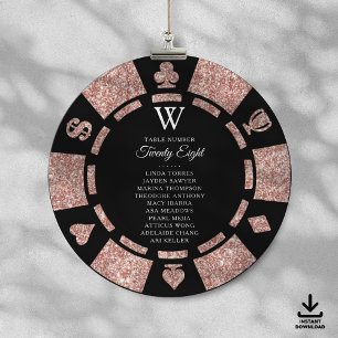 Rose Gold Monogram Poker Chip Casino Wedding Invitation
