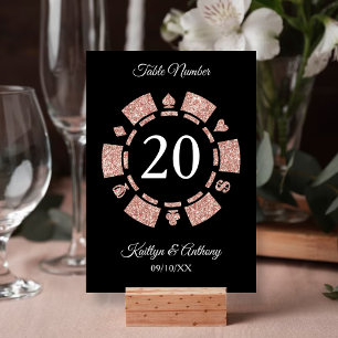 Rose Gold Monogram Poker Chip Casino Wedding Invitation