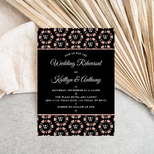 Rose Gold Monogram Poker Chip Casino Wedding Invitation