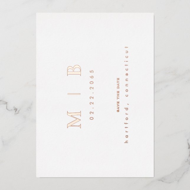 Rose Gold Monogram Wedding Save the Date (Front)