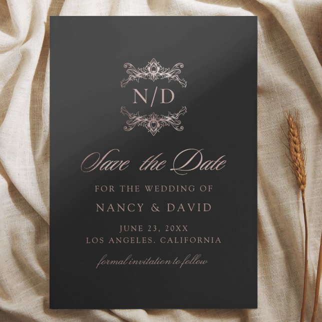 Rose Gold Monogram Wedding Save The Date (Creator Uploaded)