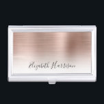 Rose Gold Monogrammed Business Card Holder<br><div class="desc">Elegant monogrammed business card case with an ombre brushed rose gold background. Personalise with your name in a contemporary script.</div>