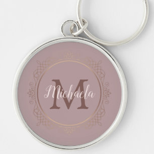 Rose Gold Monogrammed Elegant Modern Template Key Ring