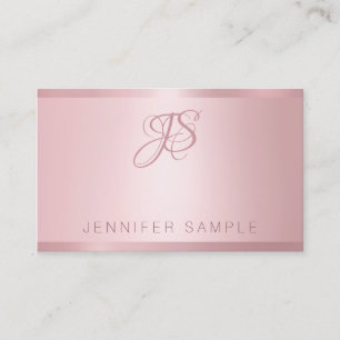 Rose Gold Monogrammed Modern Simple Template Business Card