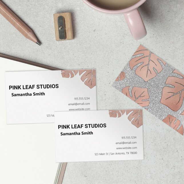 Rose Gold Monstera Business Card (Creator Uploaded)