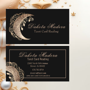 Rose Gold Moon Tarot Card Reading Business Card