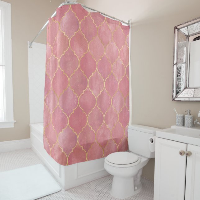 Rose Gold Moroccan  Shower Curtain (In Situ)