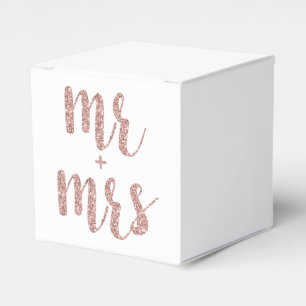 Rose gold Mr. & Mrs. favour boxes, glitter font Favour Box