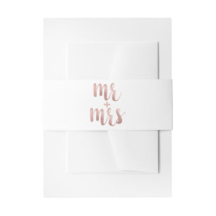 Rose gold Mr. & Mrs. invitation bands, foil font Invitation Belly Band