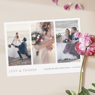 Rose Gold Multi Photo Thank You Wedding Card