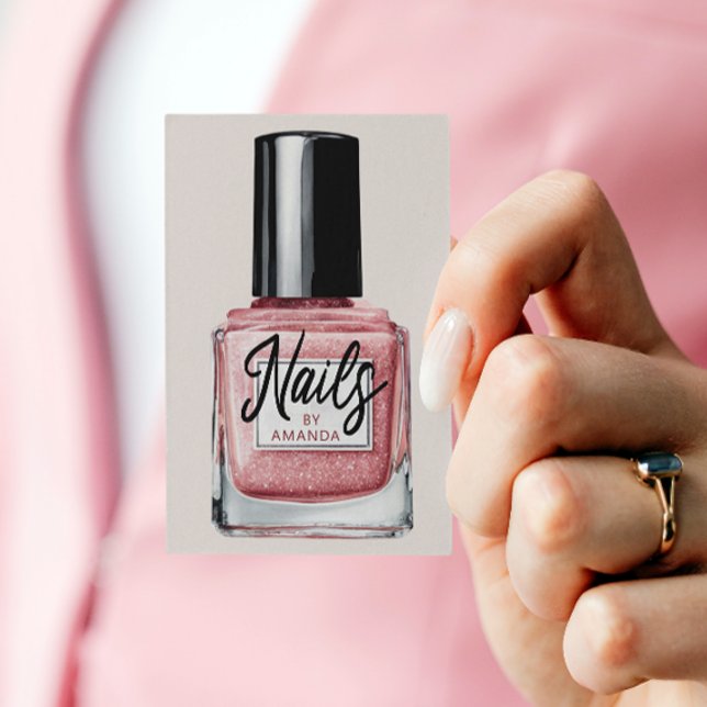 Rose Gold Nail Polish Bottle Nail Technician  Business Card (Creator Uploaded)