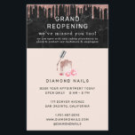 Rose Gold Nail Salon Grand Reopening Covid Safety Flyer<br><div class="desc">A complete cohesive collection for all your business products and supplies. Advise patrons of your reopening with new covid safety measures in place. A collection of products to promote social distancing guidelines.These products are great to ensure both employees and clients follow social distancing guidelines. Add your custom wording to this...</div>