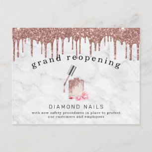 Rose Gold Nail Salon Grand Reopening Covid Safety Postcard