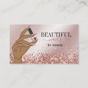 rose gold nail salon woman hand nails technician b business card