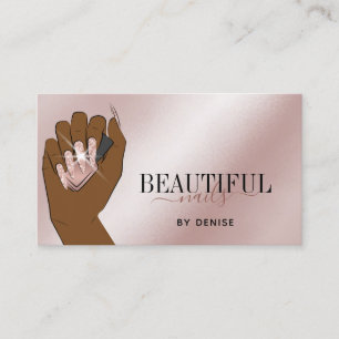 rose gold nail salon woman hand nails technician business card