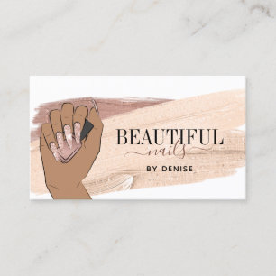 rose gold nail salon woman hand nails technician   business card