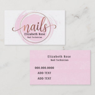 Rose Gold Nail Technician Business Card