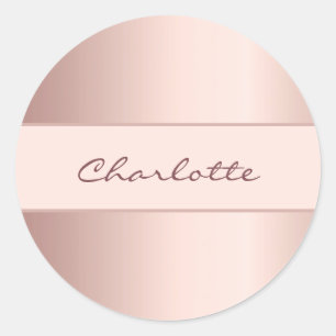 Rose gold name classic round sticker
