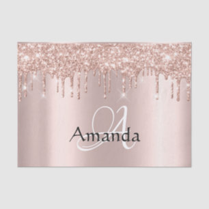 Rose Gold Name Monogram Spark Glitter Tissue Paper