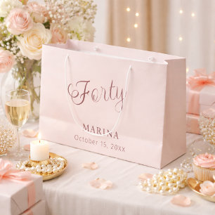 Rose gold name script 40th birthday large gift bag