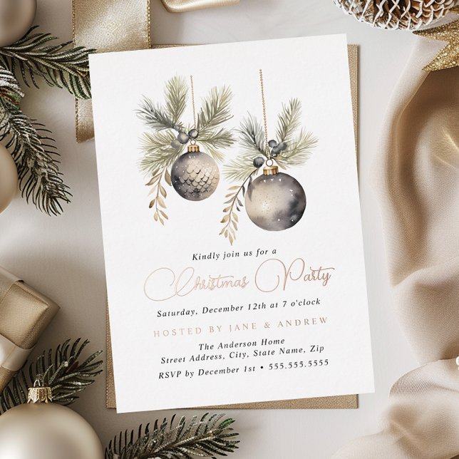 Rose Gold Natural Beige Baubles Christmas Party  (Creator Uploaded)