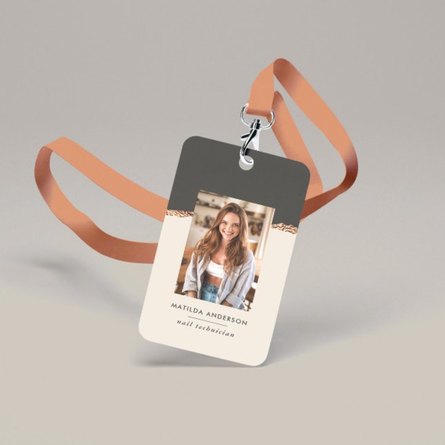 Rose gold natural black modern girly elegant badge ID badge (Creator Uploaded)