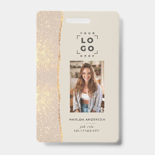 Rose gold natural pink modern girly elegant badge ID badge