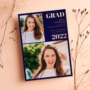 Rose gold navy blue 3 photos graduation