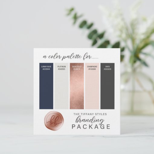 Rose Gold Navy Blue & Blush Colour Palette Card | Zazzle