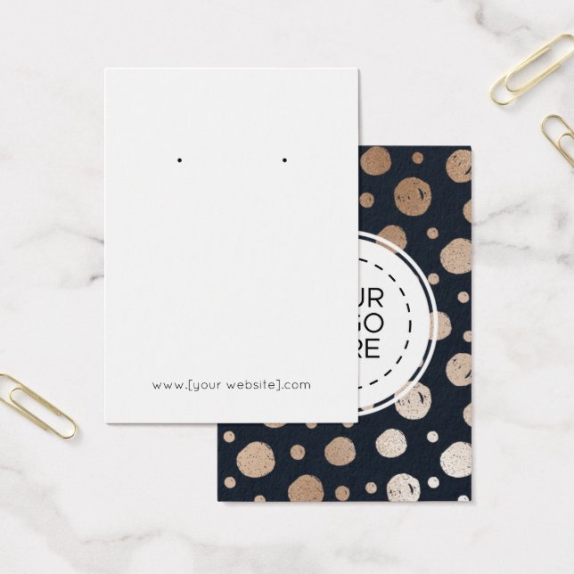 Rose Gold Navy Blue Earring Display Card (Office)