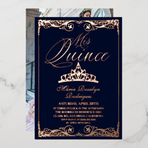 Rose Gold & Navy Blue Elegant Quinceanera Photo