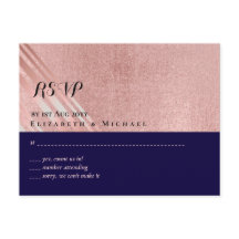Rose Gold Navy Blue Glitter Foil Look WEDDING