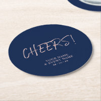 Rose Gold & Navy Blue Simple Cheers Party Decor
