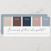 Rose Gold & Navy Blue Wedding Colour Palette Card