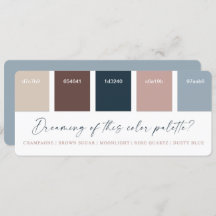Rose Gold & Navy Blue Wedding Colour Palette Card
