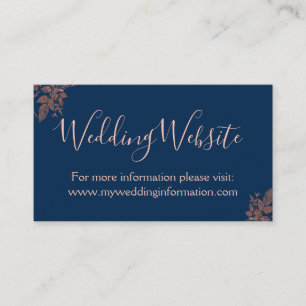 Rose Gold - Navy Blue Wedding Website Card Insert