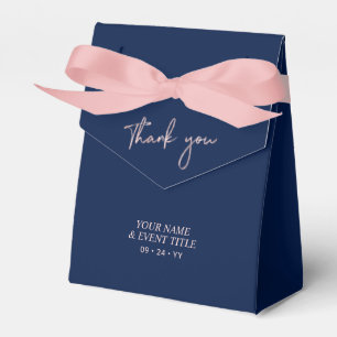 Rose gold Navy Brush Script Party Thank you Favour Box