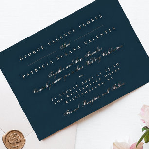 Rose Gold Navy Formal Calligraphy Elegant Wedding
