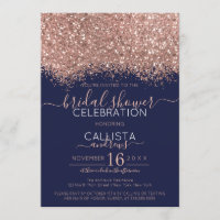 Rose Gold Navy Glitter Confetti Bridal Shower