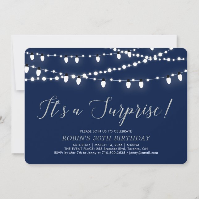 Rose Gold & Navy | Surprise 30th Birthday Party Invitation (Front)