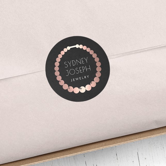 Rose Gold Necklace | Jewellery Design Logo Classic Round Sticker (Creator Uploaded)
