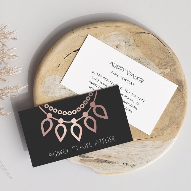 Rose Gold Necklace Logo | Jewellery Design Business Card (Creator Uploaded)