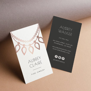 Rose Gold Necklace Logo   Jewellery Designer Business Card